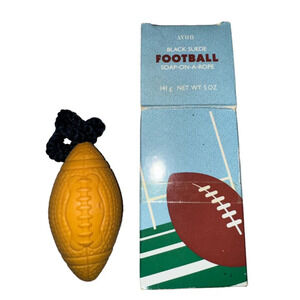 Vintage Avon BLACK SUEDE Football Shape Soap on a Rope 5 oz New in Box